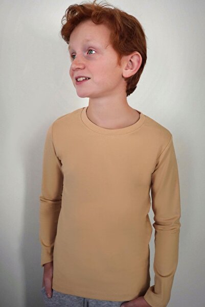 Breeze Κρεμ μακρυμάνικο μπλουζάκι για αγόρι 9-14 ετών