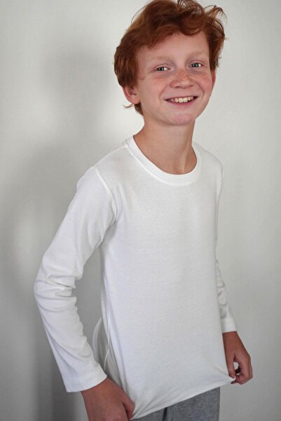 Breeze Тениска за момче 9-14 години - дълъг ръкав, обикновена екрю
