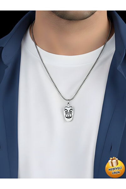 Piercing Market Steel & Silver Erkek Gümüş Renk Joker Figürlü Kolye