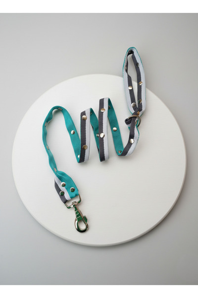 balkonda Dog Walking Leash Collar 2 cm Width Column Cord Turquoise & White & ...