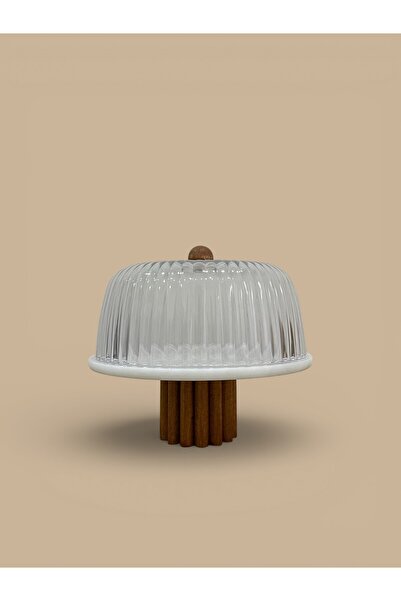 FARALYAHOME حامل كيك بحامل كعك رخامي مقاس 25 سم - أبيض