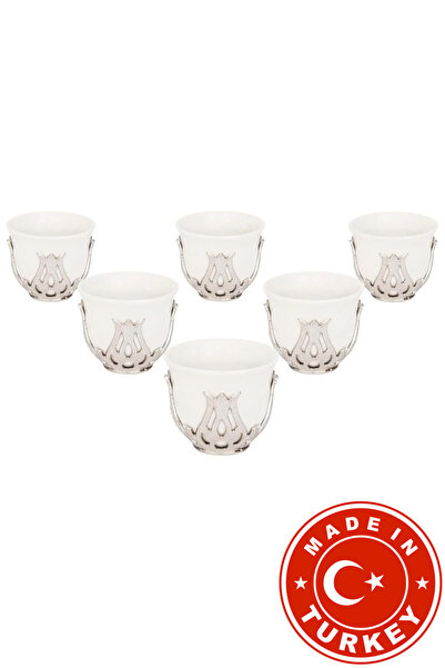 FARİKA طقم فناجين قهوة عربية ميرا لستة أشخاص (أبيض) (صنع في تركيا) (صنع في تر...