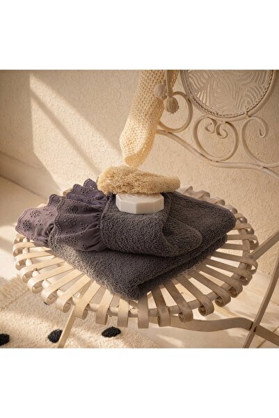 Evidea Prosop de mână cu volane - Antracit - 30x50 cm