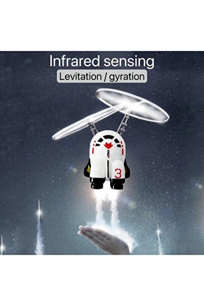 zyteq Robot spatial zburator ZYTEQ®️, jucarie interactiva, lumini LED, astronaut luminous, alb