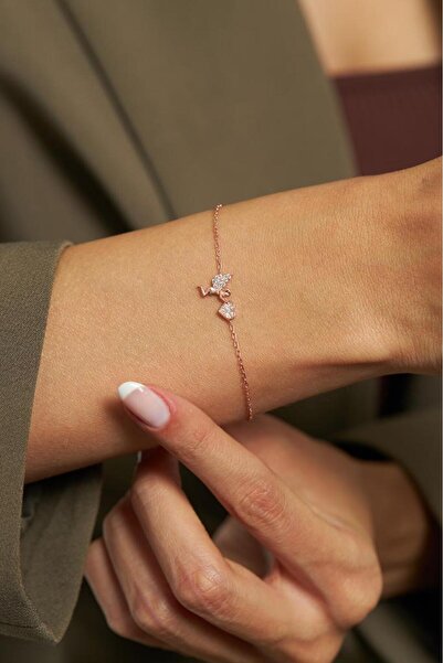 Roza Silver Zirkon Taşlı Rose Aşk Meleği Eros Minimal Gümüş Bileklik