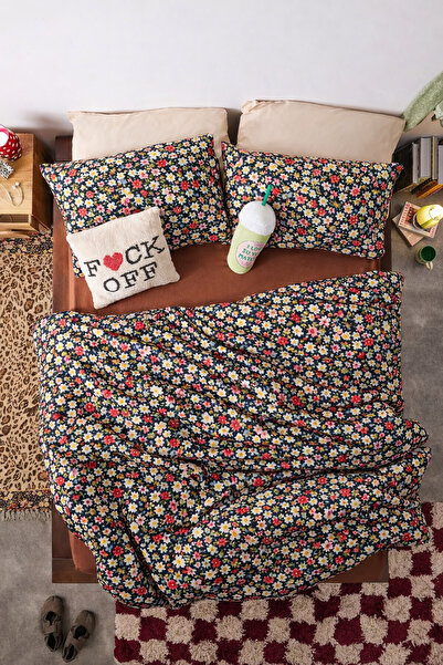 İQON Double Duvet Cover Set Violet Salmon Setçi̇ft