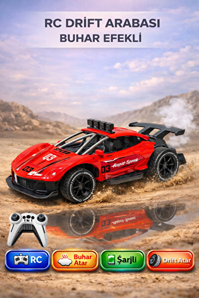 YILDIRIM OYUNCAK Uzak Kumandalı Şarjlı Kauçuk Lastikli Buhar Atan Drift Yapan...