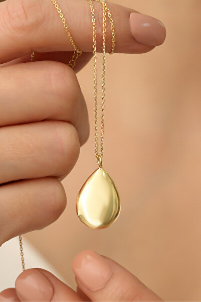 Nox Jewelry 14 Ayar Altın Kaplama Parlak Yüzeyli Damla Kolye - CN00124