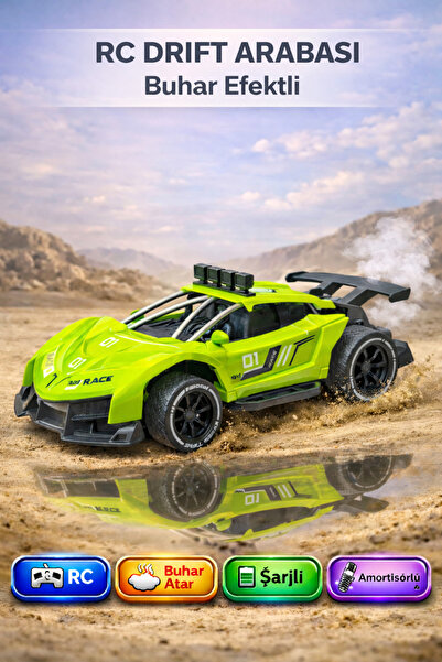 YILDIRIM OYUNCAK Uzak Kumandalı Şarjlı Kauçuk Lastikli Buhar Atan Drift Yapan...