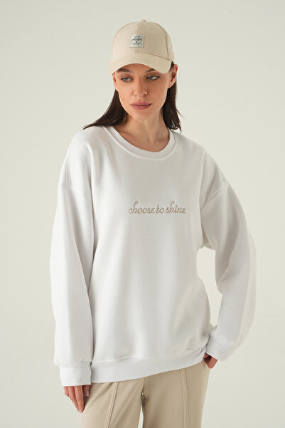 Rays 1984 guler rotund Sweat Ecru