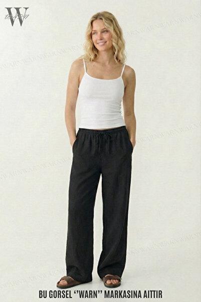 warn Kadın Müslin Kumaş Bol Paça Cepsiz Yazlık Pantolon