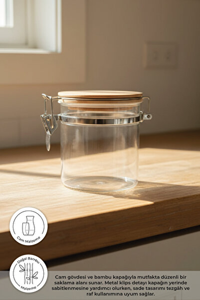 Bambum حاوية تخزين زجاجية مادا قابلة للقفل 10 سم