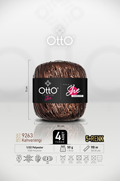 Otto Premium She Metallic Raffia - Brown - 4-Pack - 50Gr/ 110m - Shiny Bag an...