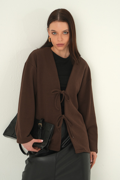 Rays 3072A Kimono lung cu legături în față, maro
