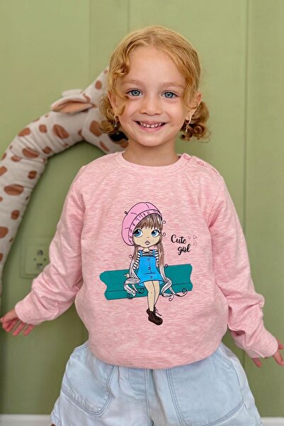 Breeze سويت شيرت بناتي لطيف فتاة مطبوعة 1.5-5 سنوات، مزيج السلمون