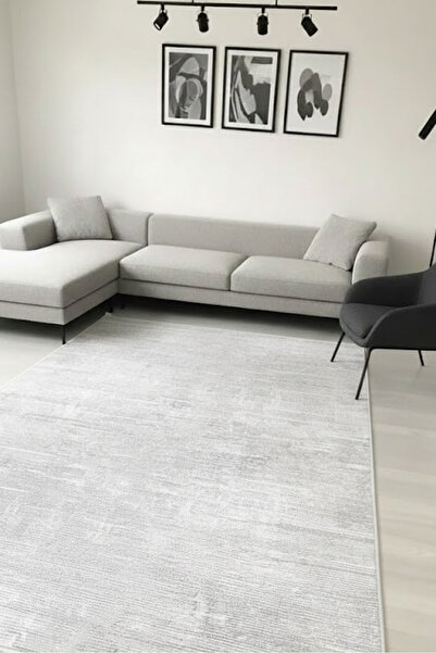 VOPTEKS Gri Halı Salon Halısı Makinede Yıkanabilir Halı Kaymaz Taban Halı