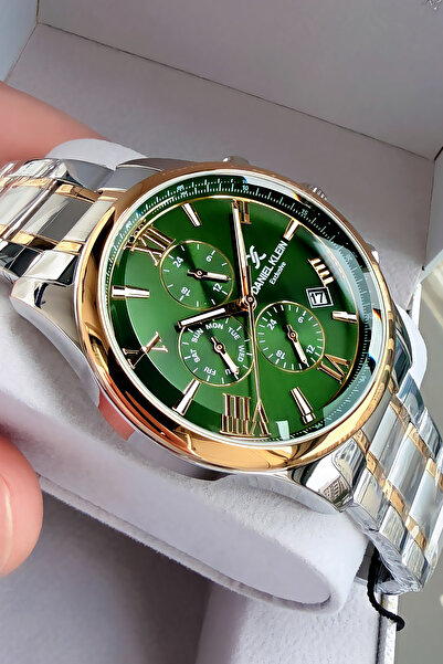 Daniel Klein ساعة يد رجالية أصلية حصرية 3 Atm مقاومة للماء بلونين من الفولاذ ...