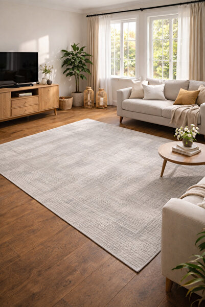 GÜMÜŞSUYU Rustic Plus 80013 Vizon Halı - Modern Dokuma Tabanlı Yıkanabilir Sa...
