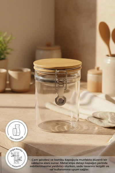 Bambum حاوية تخزين زجاجية مادا قابلة للقفل 14 سم