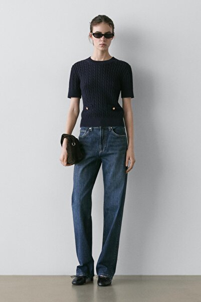 Massimo Dutti Short-sleeved cable knit jumper