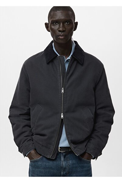 MANGO Man Fitilli kadife yakalı kapitone ceket
