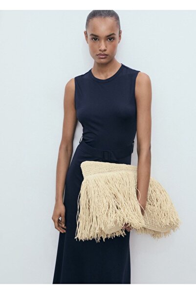 MANGO Woman Belted midi length dress