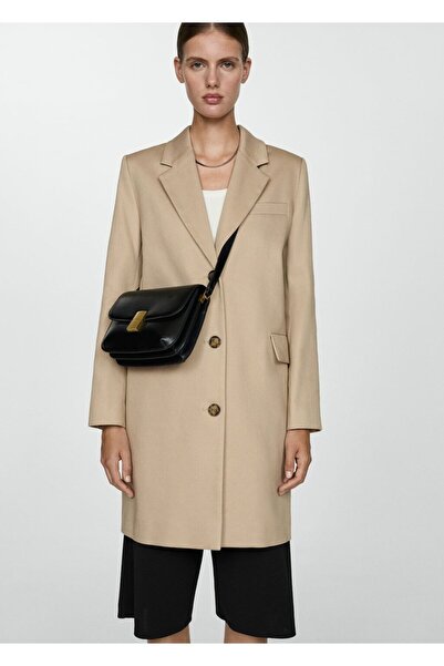 MANGO Woman Düz kesim %100 pamuklu palto