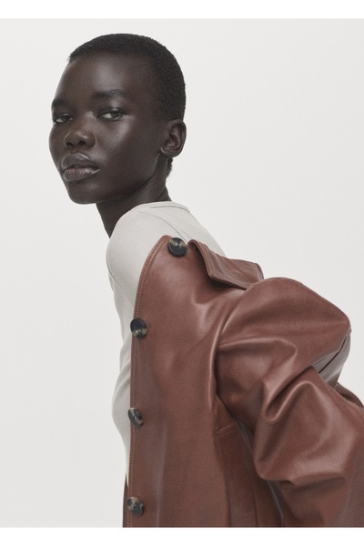 MANGO Woman Kayık yaka pamuklu tişört