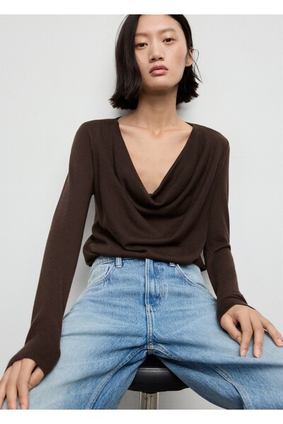 MANGO Woman Pulover cu guler Degaje