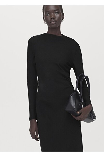 MANGO Woman Büzgülü midi boy elbise