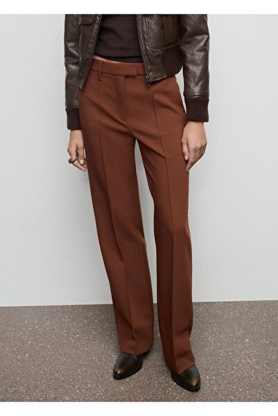 MANGO Woman Dikiş detaylı düz kesim pantolon