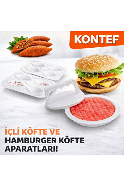 KONTEF Hamburger Köfte Kalıbı Ve İçli Köfte Kalıbı 2Lİ SET