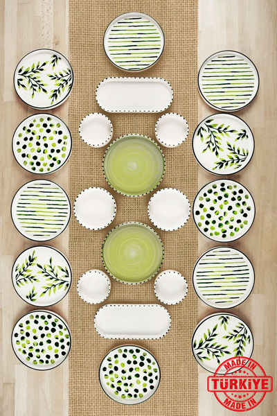 Kitchen Life طقم إفطار مكون من 22 قطعة قابل للتكديس لـ 12 شخصًا - طبق تقديم ف...