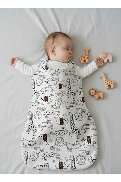 Lumos Trade Unisex Bebek Organik Soft Safari Kundak Uyku Tulumu 6-18 Ay - Önl...