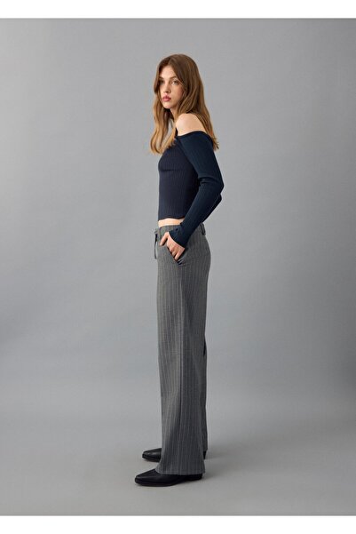 Mango Teen Çizgili kumaş pantolon