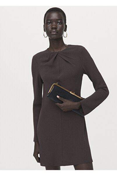 MANGO Woman Drape yaka uzun kollu elbise