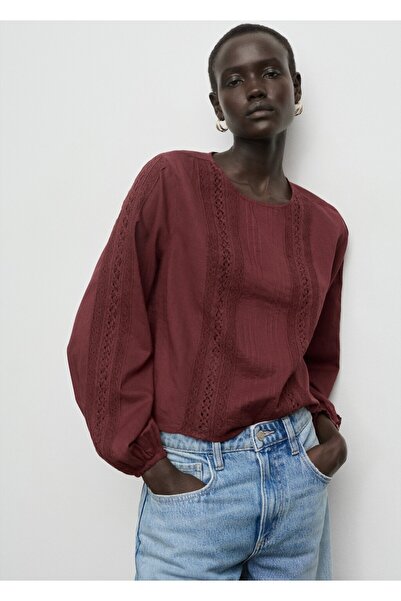 MANGO Woman İşlemeli kabarık kollu bluz
