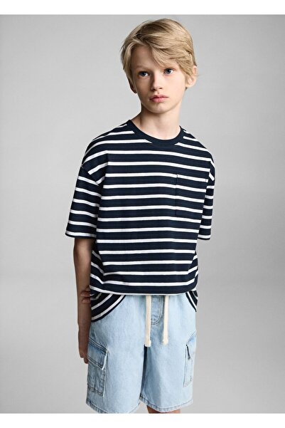 MANGO Kids Pamuklu çizgili tişört