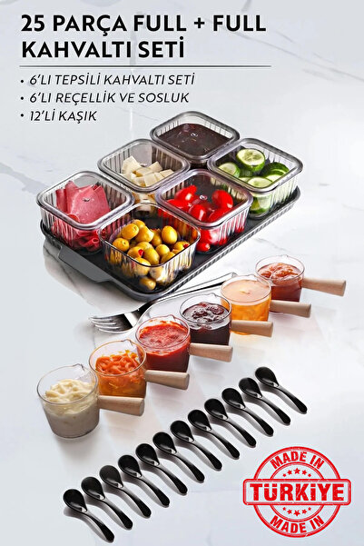 Kitchen Life طقم إفطار بلاستيكي مكون من 25 قطعة (6 حاويات، 6 أكواب صلصة + 1، ...