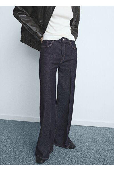 MANGO Woman Yüksek belli Wideleg jean