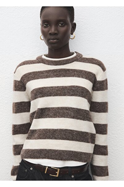 MANGO Woman Çizgili triko kazak