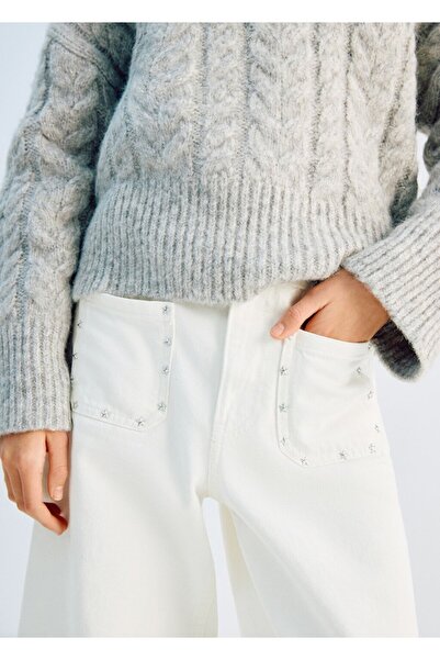 MANGO Kids Yıldızlı zımbalı jean pantolon