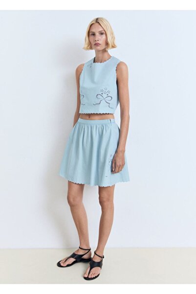 MANGO Woman İşlemeli crop bluz