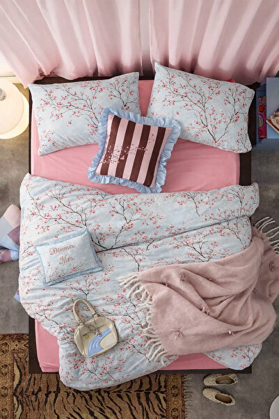 İQON Double Duvet Cover Set Blossom Blue Setçi̇ft
