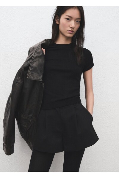 MANGO Woman Kısa kollu ince triko kazak