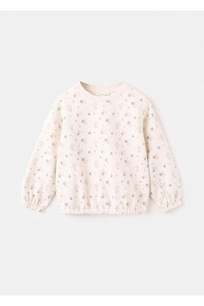 MANGO Baby Çiçek desenli pamuklu sweatshirt