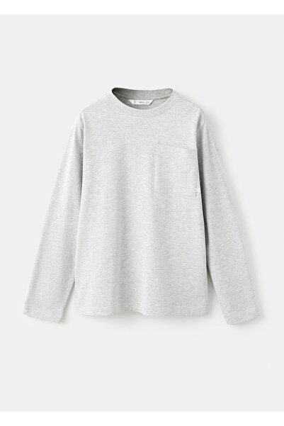 MANGO Kids Uzun kollu cepli tişört