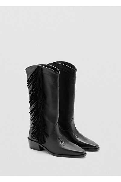 Mango Teen Püsküllü deri uzun çizme