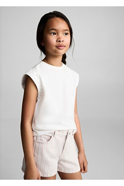 MANGO Kids Striped Denim Shorts