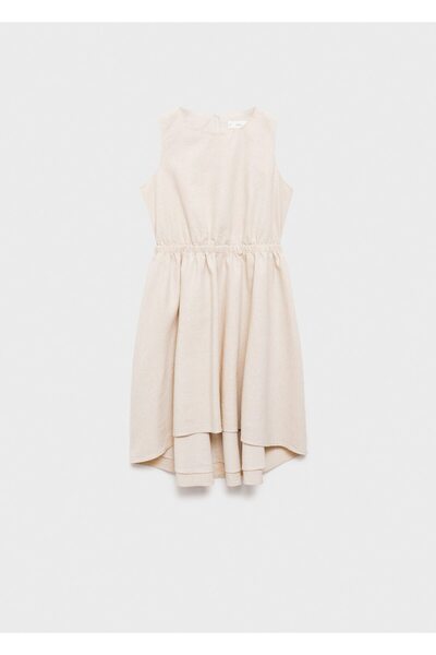 MANGO Kids Leinenkleid mit Knitterdetails